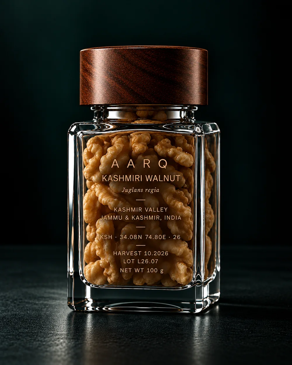 AARQ Kashmiri Walnut in its glass jar